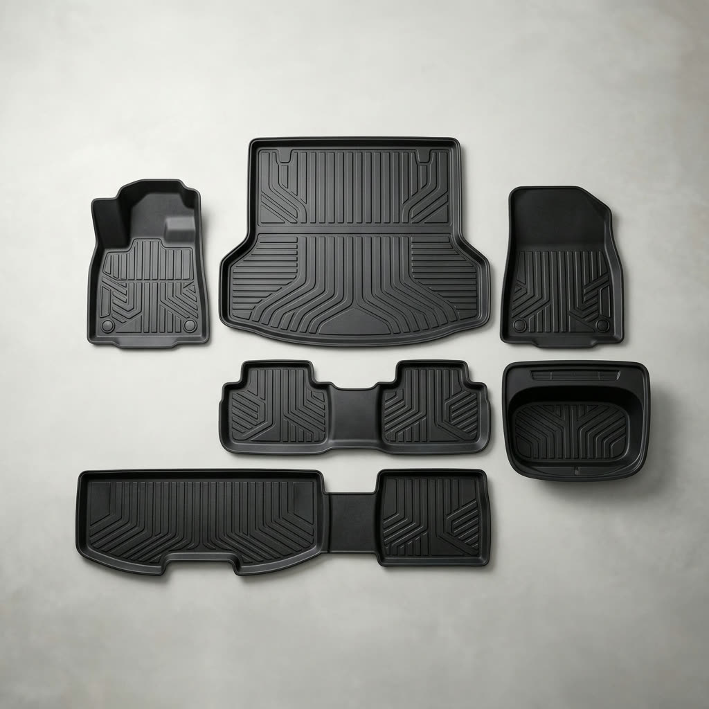 PawteIin All-Weather TPE Floor Mats 6PCS with Cargo Liner and Frunk Mat for Tesla Model 3