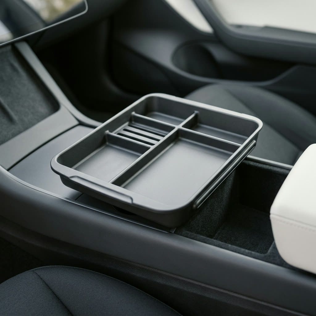 Spigen Center Console Organizer with Smooth Slide Technology for Tesla Model Y Juniper / Model 3 Highland