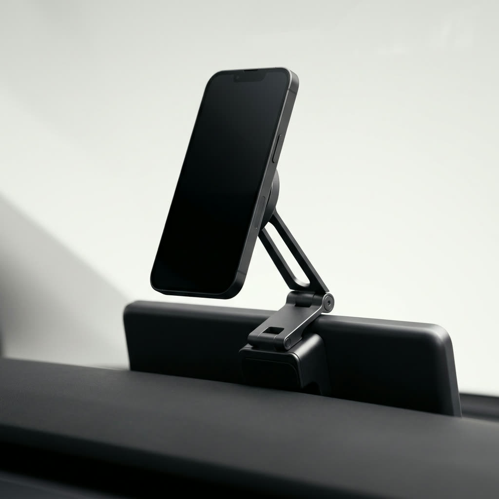 VICSEED Tesla Phone Mount, Foldable Hidden Magnetic Phone Holder, MagSafe Car Mount